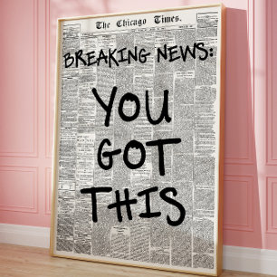 Du Schaffst Es Vintage-Zeitungs Motivational Poster