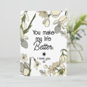 Du schaffst mein Leben besser als Valentins Weiße Ankündigung (Stehend Vorderseite)