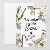 Du schaffst mein Leben besser als Valentins Weiße Ankündigung (Vorne/Hinten)