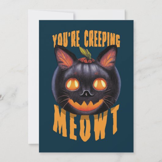 Du schleichst Meowt | Halloween Black Cat Einladung (Vorderseite)