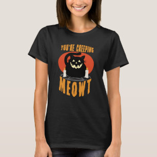 Du schleichst Meowt Halloween Black Cat Puff T-Shirt