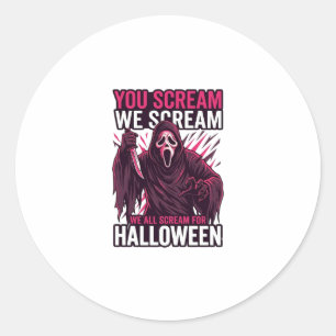 Du schreist wir Halloween Ghostface blutiges Messe Runder Aufkleber