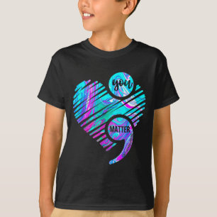 Du Semikolon Herz Trag Türkis & Lila Mental T-Shirt