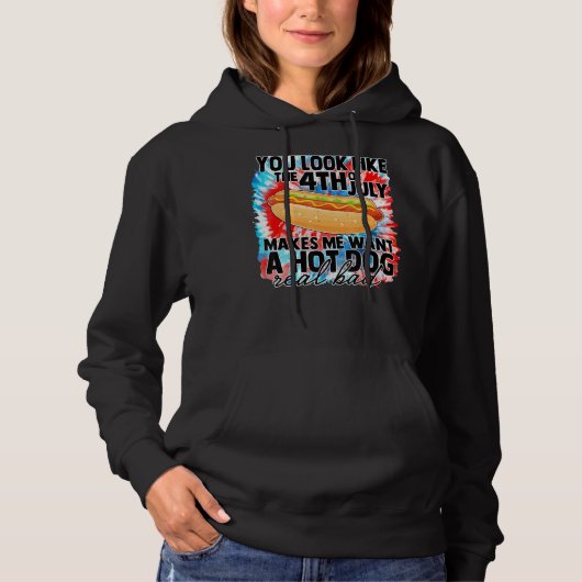 Du siehst aus, als ob ich am 4. Juli heiße Hunde G Hoodie (Vorderseite)