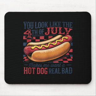 Du siehst aus wie 4. Juli Retro-Hotdog Patriotisch Mousepad