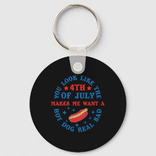 Du siehst aus wie der 4. Juli Hot Dog American Men Schlüsselanhänger