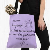 Du siehst glücklicher aus! Funny sewing basting me Tasche