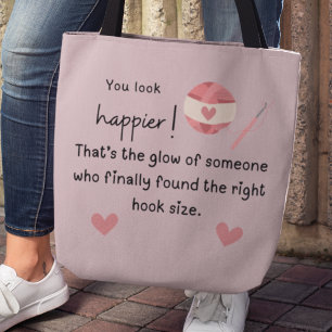 Du siehst glücklicher aus! Häkelhaken Tasche
