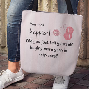 Du siehst glücklicher aus! Yarn-Spaß Tasche