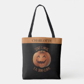 Du siehst Personalisiertes Halloween von Fa-Boo au Tasche (Rückseite)