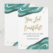 Du siehst schön aus | Aquamarine Geode- und Goldho Einladung (Vorne/Hinten)