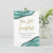 Du siehst schön aus | Aquamarine Geode- und Goldho Einladung (Stehend Vorderseite)