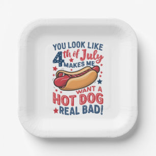 Du siehst wie 4. Juli aus, lässt mich eine Hot Dog Pappteller
