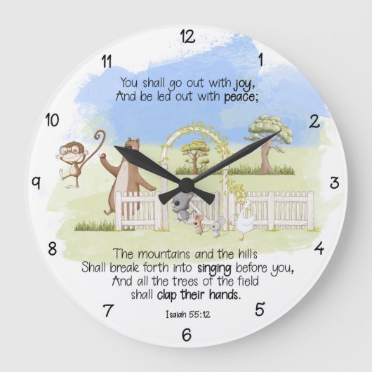 Du sollst mit Joy Isaiah 55:12 ausgehen Große Wanduhr (Vorderseite)