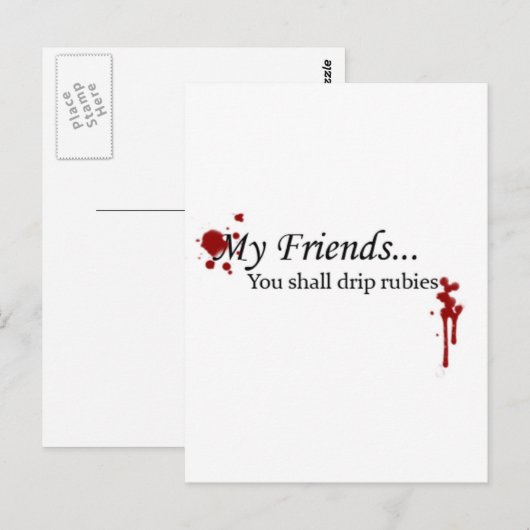 Du sollst Tropfen Rubies Postkarte (Vorne/Hinten)