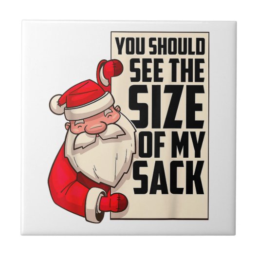Du solltest die Größe meines Sackes Weihnachtsmann Fliese (Vorderseite)