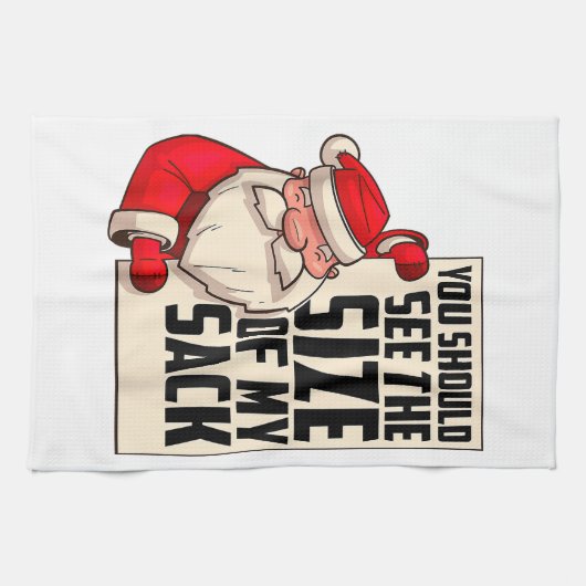 Du solltest die Größe meines Sackes Weihnachtsmann Geschirrtuch (Horizontal)