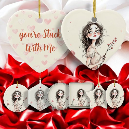 Du steckst mit mir fest keramik ornament