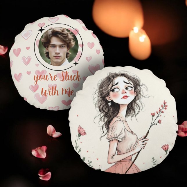 Du steckst mit mir fest rundes kissen (Von Creator hochgeladen)