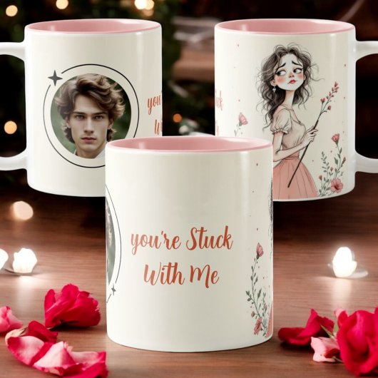 Du steckst mit mir fest zweifarbige tasse