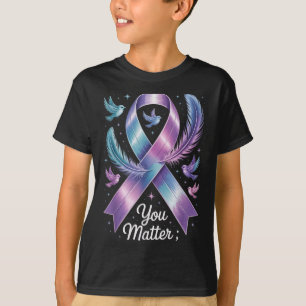 Du Teal- und violette Band Selbstmordprävention Aw T-Shirt