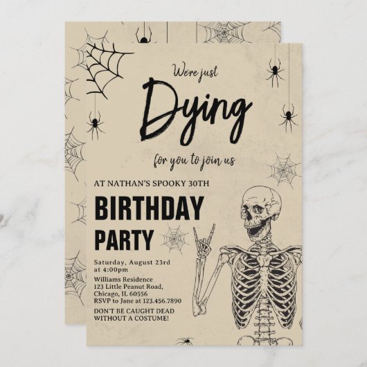 Du trägst dafür, dass du uns Halloween zum Geburts Einladung (Vorne/Hinten)