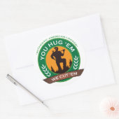 Du umarmst 'Em we cut 'Em Runder Aufkleber (Umschlag)