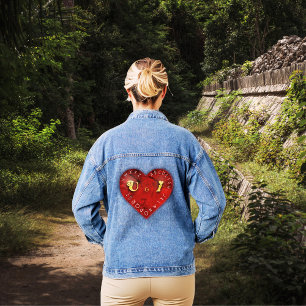 Du und ich - Alphabetspiel auf einem roten Herzen Jeansjacke