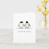 Du und Ich, immer romantische Pinguin Valentinstag Karte (Gelbe Blume)