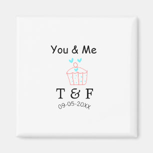 Du und ich lieben Cup Cake Rot Valentinstag Name  Magnet