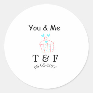 Du und ich lieben Cup Cake roter Valentinstag Name Runder Aufkleber