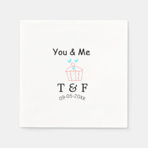 Du und ich lieben Cup Cake roter Valentinstag Name Serviette