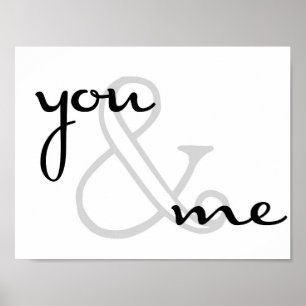 du und ich modernes Design schwarz weiß Liebe Poster