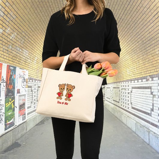 Du und ich! Niedlicher Babybär mit Herz Mini Stoffbeutel