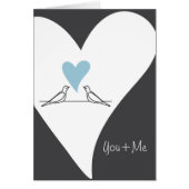 Du und ich Vögel in Liebe Light Blue Heart Cards (Vorne)