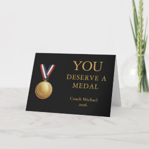 Du Verdienst eine Medaille Coach Elegant Lustiges Dankeskarte