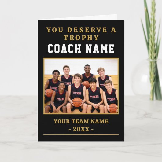 Du verdienst einen Trophy Coach Foto Dankeskarte (Vorderseite)