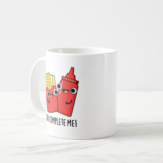 Du vervollständigst mich Funny Fries Ketchup Puff Kaffeetasse (Vorderseite Links)