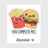 Du vervollständigst mich lustige Burger Fries Puff Aufkleber (Blatt)