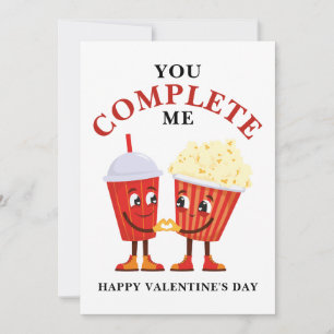 Du vervollständigst mich Popcorn Soda Pun Valentin Feiertagskarte