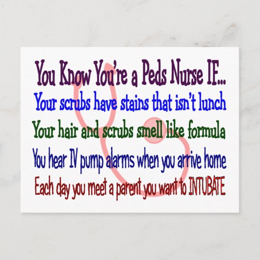 "Du weißt, dass du eine Krankenschwester bist, wen Postkarte (Vorderseite)