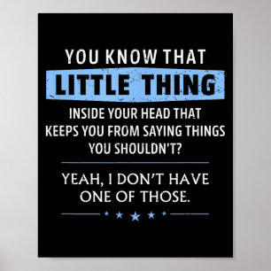 Du weißt kleine Sache Sarkasmus Liebhaber Humor Sa Poster