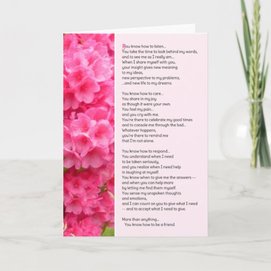 Du weißt, wie man hört... Freundschaft Karte (Vorderseite)