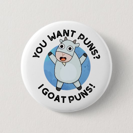 Du Will Puns I Goat Puns Funny Animal Puff Button (Vorderseite)