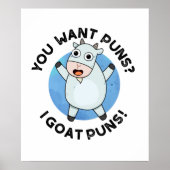 Du Will Puns I Goat Puns Funny Animal Puff Poster (Vorne)