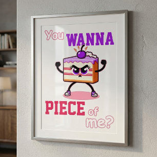 Du willst mich abhauen. Angry cake komischer Carto Fotodruck