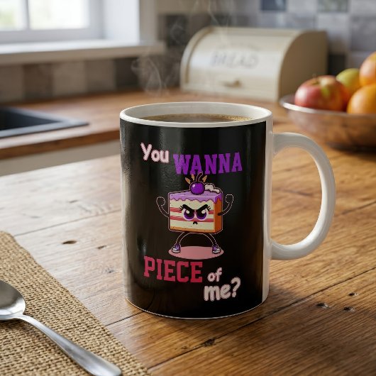 Du willst mich abhauen. Angry cake komischer Carto Kaffeetasse