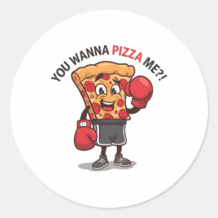 Du willst Pizza von mir Funny Gym Workout Boxing P Runder Aufkleber