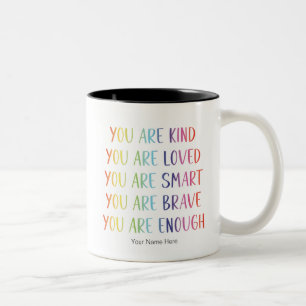 Du wirst geliebt Lustiger Regenbogen Positive Affi Zweifarbige Tasse