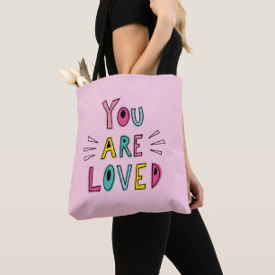 Du wirst geliebt Rosa Motivationszitat Tasche